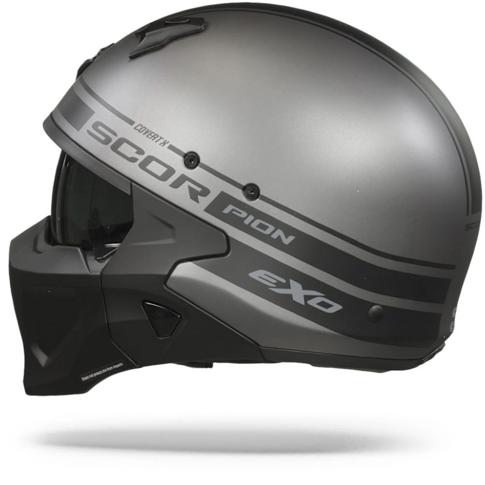 Scorpion Covert-X Tussle Mat Zilver-Zwart Jethelm 7 Scorpion Covert-X Tussle Mat Zilver-Zwart Jethelm - Afbeelding 5