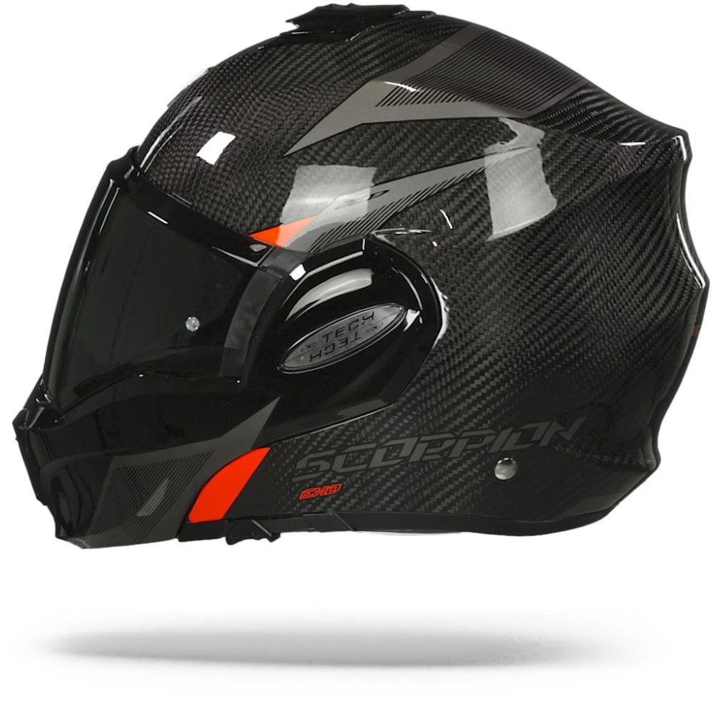 Scorpion EXO-Tech Carbon Top Zwart-Rood Systeemhelm 4 Scorpion EXO-Tech Carbon Top Zwart-Rood Systeemhelm - Afbeelding 2