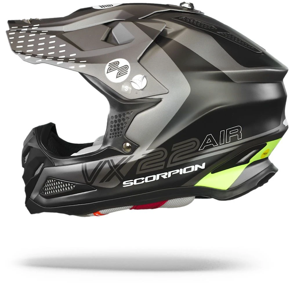 Scorpion VX-22 Air Ares Mat Zwart-Silver Crosshelm 4 Scorpion VX-22 Air Ares Mat Zwart-Silver Crosshelm - Afbeelding 2