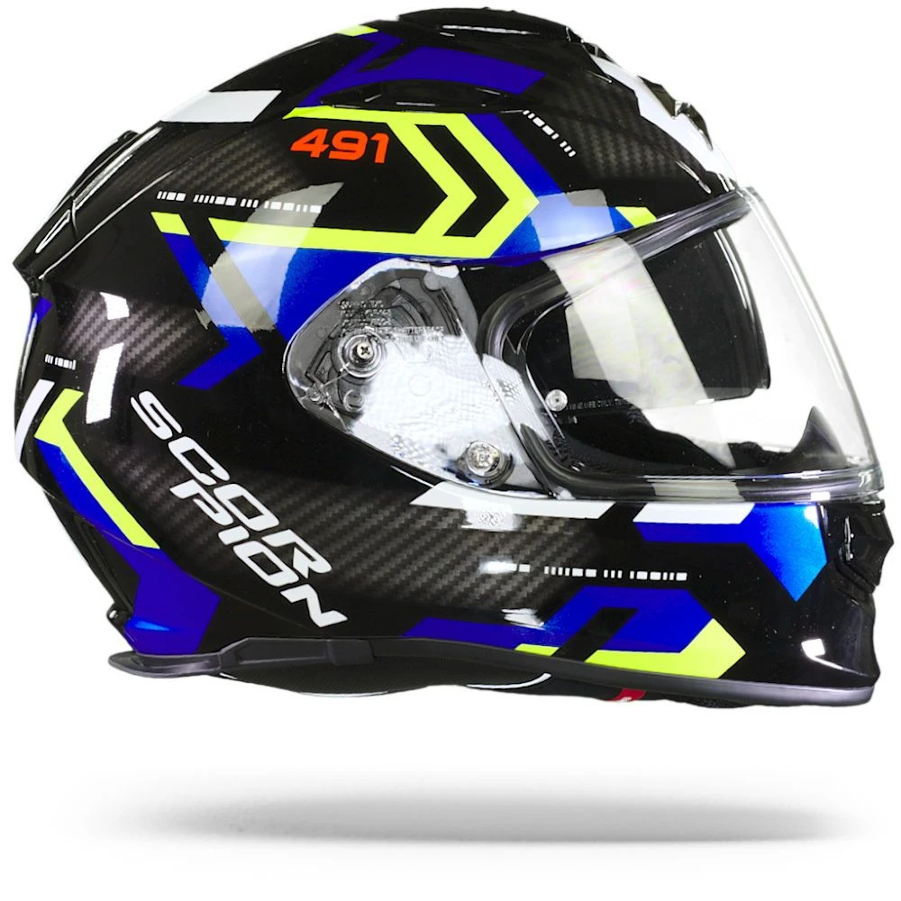 Scorpion EXO-491 Spin Zwart Blauw Neon Geel Integraalhelm 5 Scorpion EXO-491 Spin Zwart Blauw Neon Geel Integraalhelm - Afbeelding 3