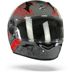 Scorpion EXO-390 Ighost Cement Grijs Rood Integraalhelm -Scorpion Scorpion EXO 390 Ighost Grey Red.35