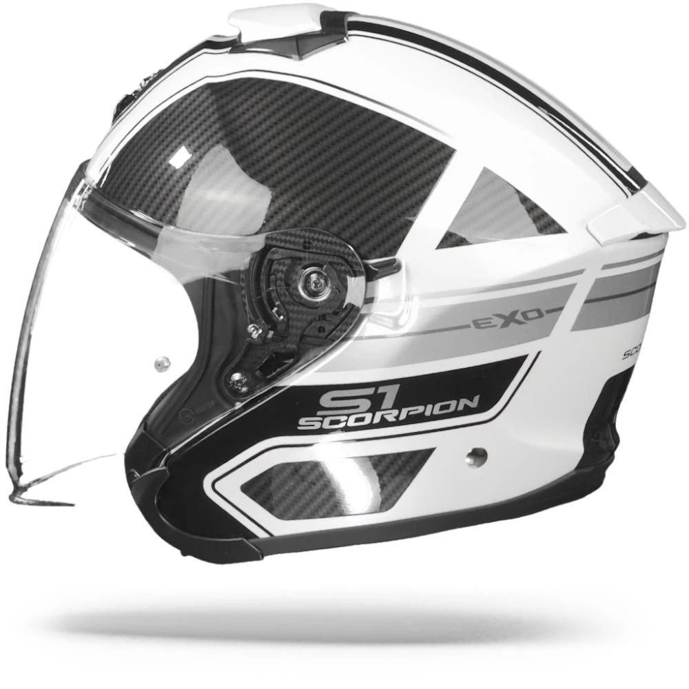 Scorpion EXO-S1 Cross-Ville Wit Zwart Zilver Jethelm 5 Scorpion EXO-S1 Cross-Ville Wit Zwart Zilver Jethelm - Afbeelding 3