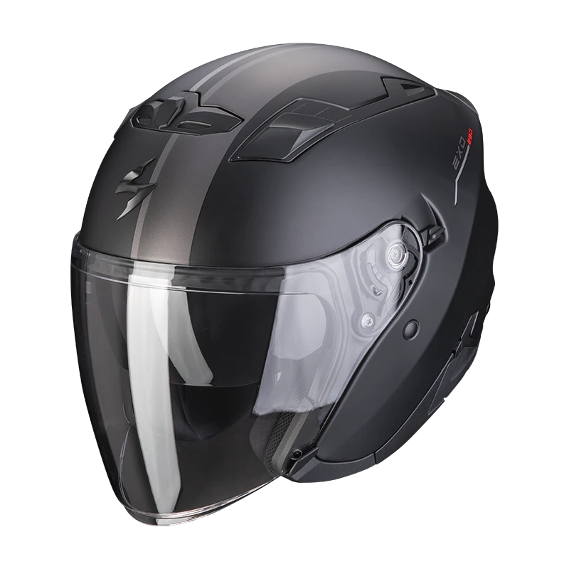 Scorpion EXO-230 Sr Mat Zwart-Silver-Rood Jethelm 3 Scorpion EXO-230 Sr Mat Zwart-Silver-Rood Jethelm