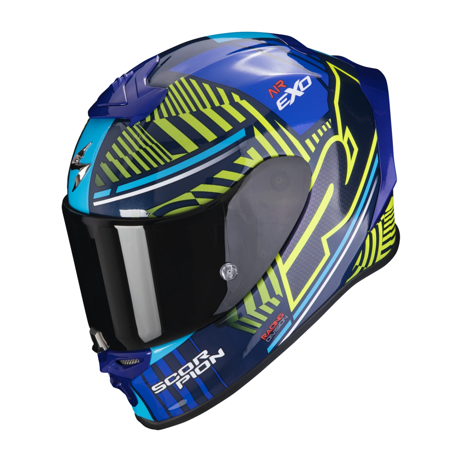 Scorpion Exo-R1 Evo Air Victory Blauw-Neon Geel Integraalhelm 3 Scorpion Exo-R1 Evo Air Victory Blauw-Neon Geel Integraalhelm