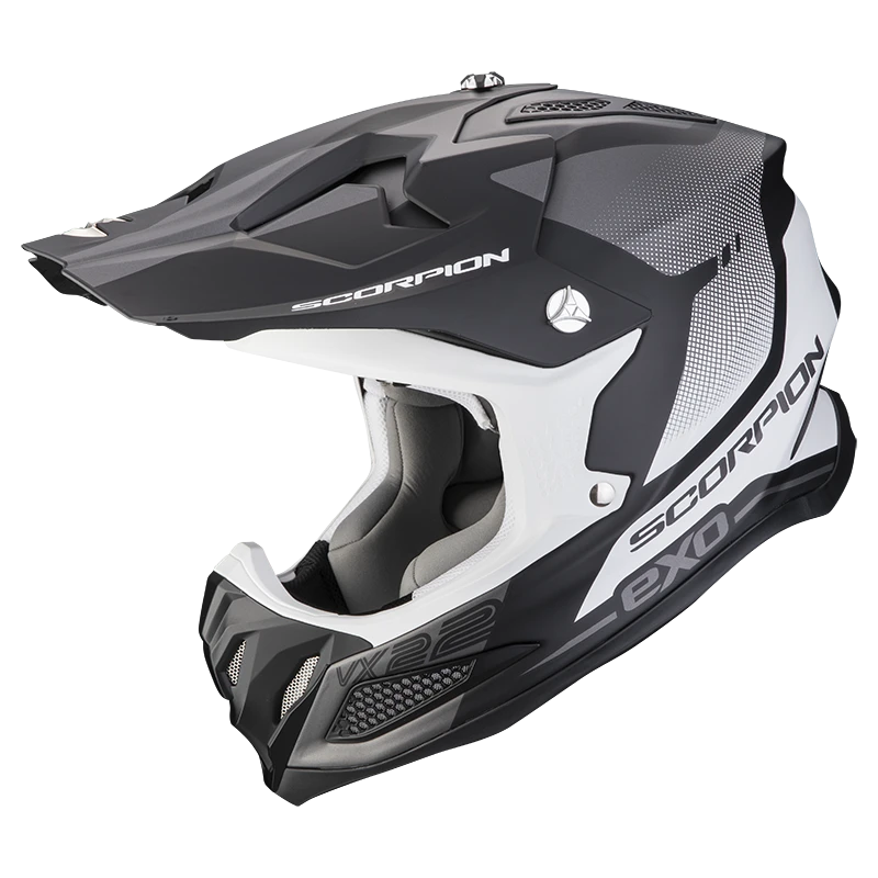 Scorpion VX-22 Air Attis Mat Zwart-Silver Crosshelm 3 Scorpion VX-22 Air Attis Mat Zwart-Silver Crosshelm