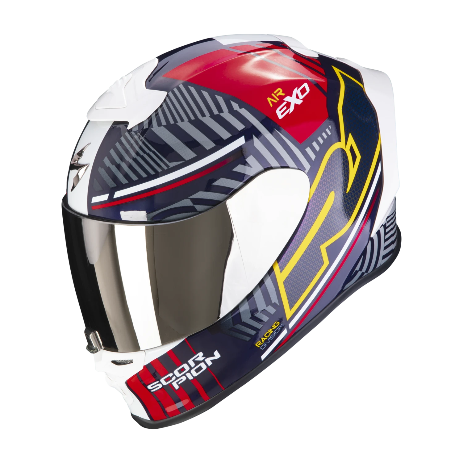 Scorpion Exo-R1 Evo Air Victory Rood-Blauw-Geel Integraalhelm 4 Scorpion Exo-R1 Evo Air Victory Rood-Blauw-Geel Integraalhelm - Afbeelding 2