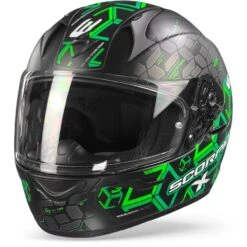 Scorpion EXO-390 Cube Matt Zwart Groen Integraalhelm -Scorpion scorpionexo 390cubemattblackgreen frontpage