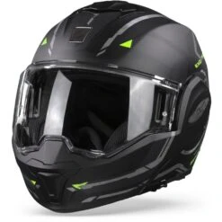 Scorpion EXO-Tech Square Mat Zwart Neon Geel Systeemhelm